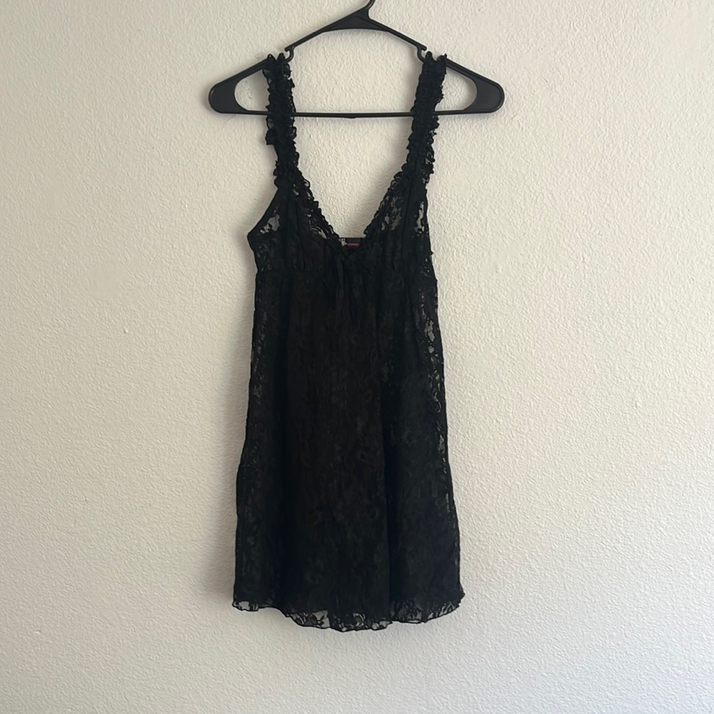Lace black slip top